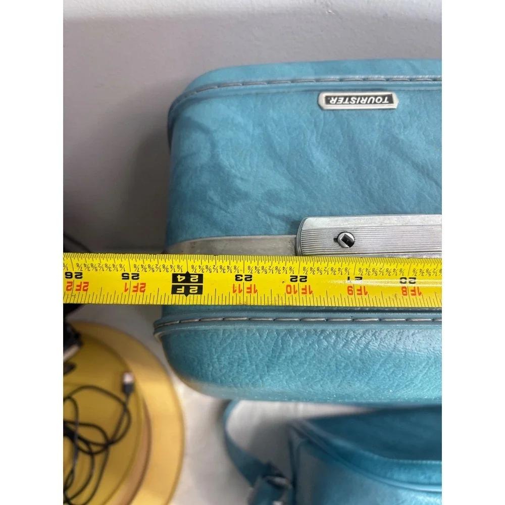 American Tourister Teal Blue Vintage Luggage Set 2 Piece Suitcase Carry On